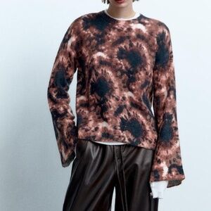 zara tie dye knit bell sleeve sweater